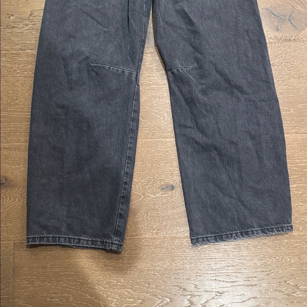 Zara High Waist Washed Black Wide Leg Jeans Barrel Fit Trendy Size 0 - Picture 7 of 7